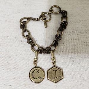Brass C I initial bracelet